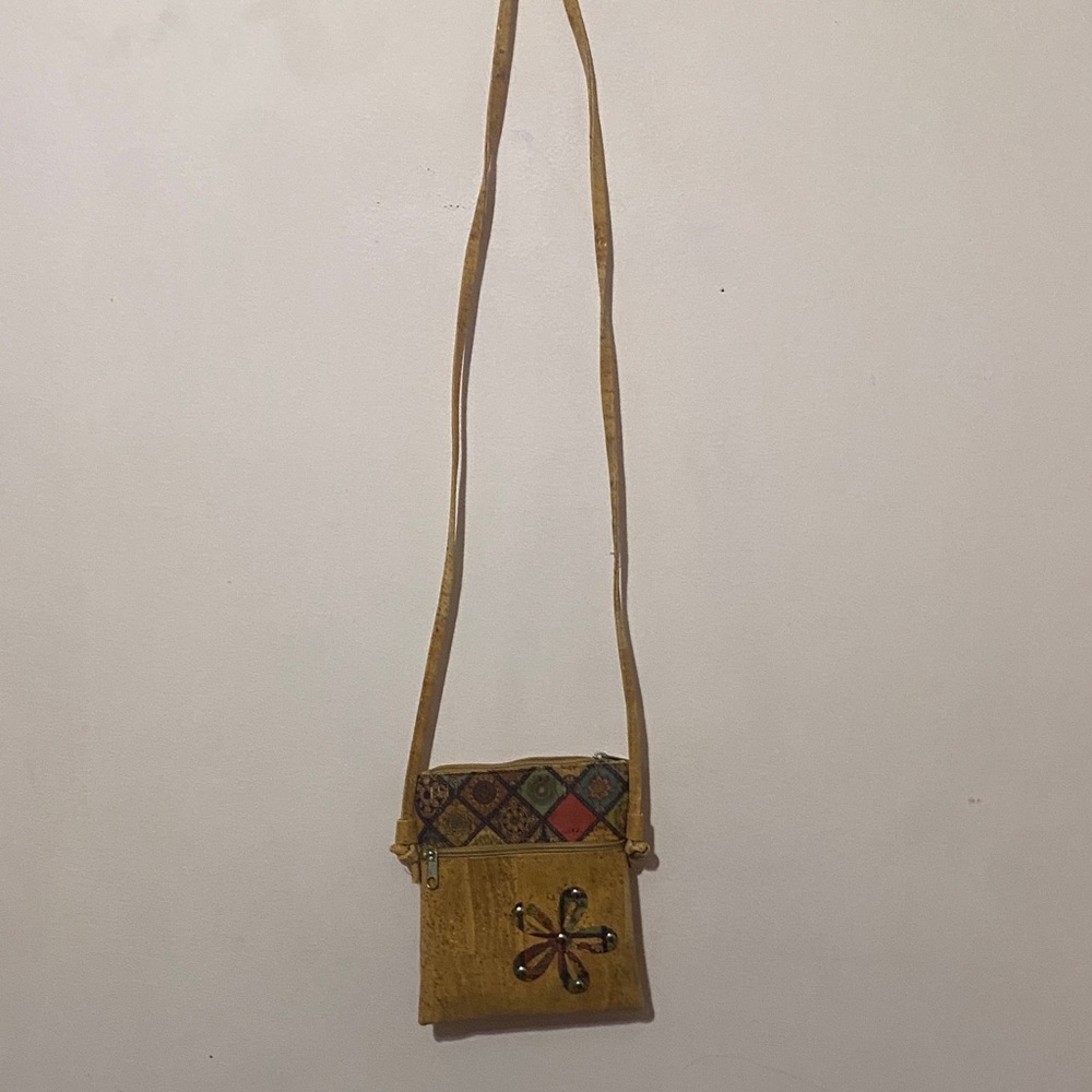 Handcrafted Mustard Yellow Crossbody Bag with Embroidered Accent